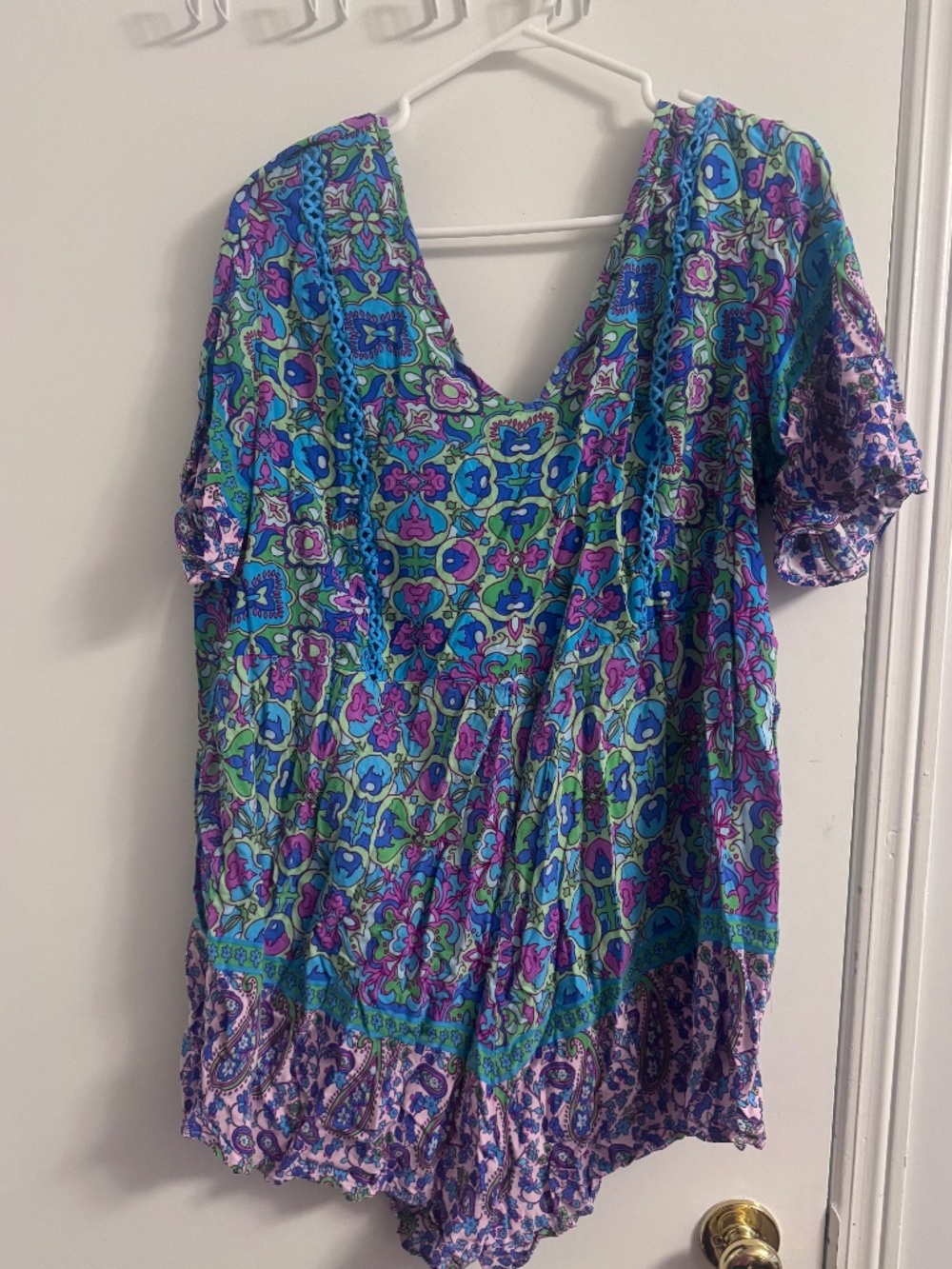 SHEIN XXL Boho Paisley Floral V-Neck Romper
